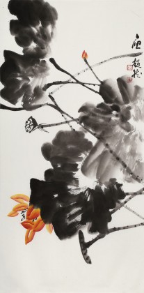 庾超然 三尺《荷風圖》 黃鶴樓書畫院院長