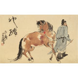 曹建濤 四尺三開《神駿》 獨具特色水墨人物畫家