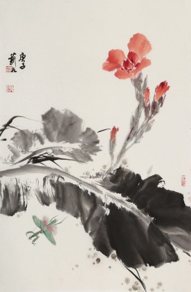 【已售】陳薪名《鴻運當頭》中美協會員 第六屆全國花鳥畫展金獎獲得者