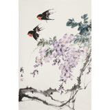 【已售】陳薪名《紫氣東來》中美協會員 第六屆全國花鳥畫展金獎獲得者