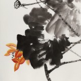 庾超然 三尺《荷風圖》 黃鶴樓書畫院院長