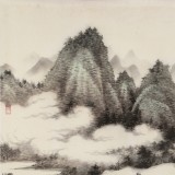 【已售】吳顯剛 四尺斗方《江上云起圖》 貴州七星關(guān)美協(xié)主席
