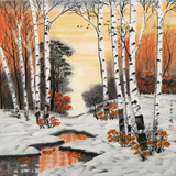 【已售】何一鳴 四尺斗方《旭日東升》 冰雪畫派畫家 師從于志學