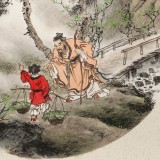 【已售】鄒本財 團扇《尋隱者不遇詩意》 公主嶺市美協常務副主席