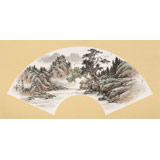 【已售】鄒本財 卡紙扇面《書聲朗朗山水間》 公主嶺市美協常務副主席