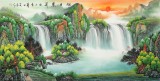 【已售】吳東 四尺《旭日東升》 著名易經風水畫家