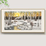 【已售】何一鳴 四尺《旭日東升》 冰雪畫派畫家 師從于志學