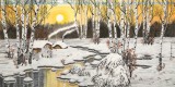 【已售】何一鳴 四尺《旭日東升》 冰雪畫派畫家 師從于志學