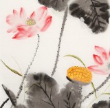 【已售】何一鳴 四尺斗方《風定荷更香》