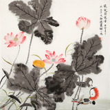 【已售】何一鳴 四尺斗方《風(fēng)定荷更香》
