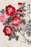【已售】陳薪名 四尺三開《國色天香》 中美協會員 第六屆全國花鳥畫展金獎獲得者