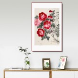 【已售】陳薪名 四尺三開《國色天香》 中美協會員 第六屆全國花鳥畫展金獎獲得者
