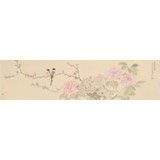 【已售】張瑰麗 四尺對(duì)開(kāi)工筆《富貴多喜》 湖南省美術(shù)家協(xié)會(huì)會(huì)員