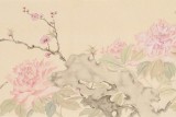 【已售】張瑰麗 四尺對開工筆《富貴多喜》 湖南省美術家協會會員