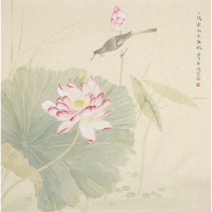 張瑰麗 四尺斗方工筆《一枝水玉無暇》 湖南省美術家協會會員