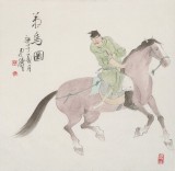 曹建濤 四尺斗方《策馬圖》 獨(dú)具特色水墨人物畫(huà)家