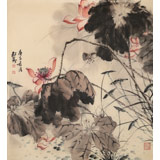 【已售】吳顯剛  六尺斗方《荷香圖》 貴州七星關美協主席