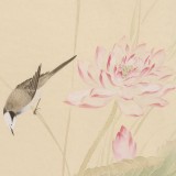 張瑰麗 四尺三開工筆《荷香》 湖南省美術家協會會員