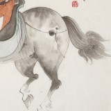 【已售】曹建濤 四尺斗方《策馬圖》 獨具特色水墨人物畫家