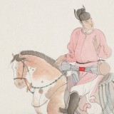 曹建濤 四尺斗方《策馬圖》 獨具特色水墨人物畫家