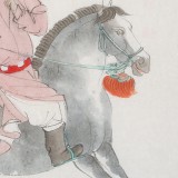 曹建濤 四尺斗方《策馬圖》 獨具特色水墨人物畫家