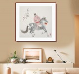 曹建濤 四尺斗方《策馬圖》 獨具特色水墨人物畫家
