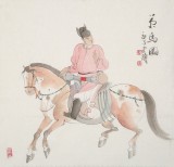 曹建濤 四尺斗方《策馬圖》 獨具特色水墨人物畫家