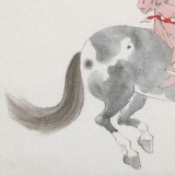 曹建濤 四尺斗方《策馬圖》 獨具特色水墨人物畫家