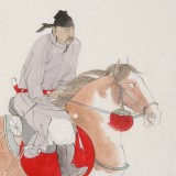 【已售】曹建濤 四尺斗方《策馬圖》 獨具特色水墨人物畫家