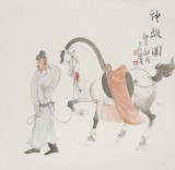 曹建濤 四尺斗方《神駿圖》 獨具特色水墨人物畫家（詢價）
