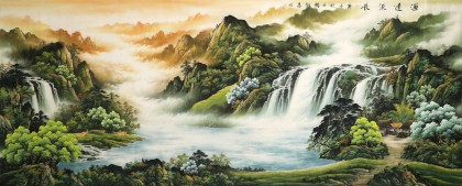 【已售】楊銘昌 小八尺《源遠流長》 安徽山水畫研究協會理事