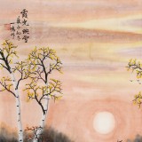 何一鳴 四尺斗方《霞光映雪》 冰雪畫派畫家 師從于志學