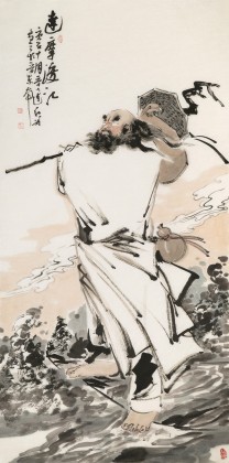 【已售】連紅武 四尺《達摩渡江》 徐悲鴻畫院華北分院副院長