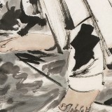 【已售】連紅武 四尺《達摩渡江》 徐悲鴻畫院華北分院副院長