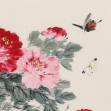 【已售】陳薪名 四尺斗方《花開富貴》 中美協會員 第六屆全國花鳥畫展金獎獲得者