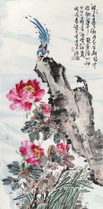 曲逸之 四尺《富貴天香》 河南省著名花鳥畫家