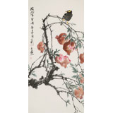 【已售】陳薪名 三尺《披翠含丹》中美協會員 第六屆全國花鳥畫展金獎獲得者