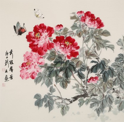 【已售】陳薪名 四尺斗方《秀冠群芳》 中美協會員 第六屆全國花鳥畫展金獎獲得者