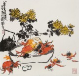 王永剛 三尺斗方《菊黃時(shí)候》 國家一級美術(shù)師（詢價(jià)）