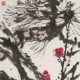 崔春剛 四尺三開《歲寒三友》 青年才俊 中國當代書畫研究院理事