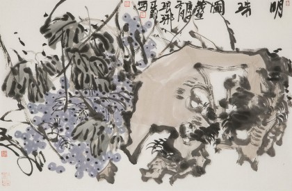 崔春剛 四尺三開《明珠圖》 青年才俊 中國當代書畫研究院理事