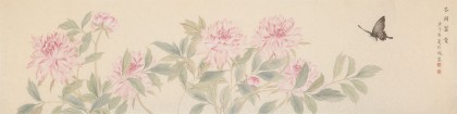 張瑰麗 四尺對開工筆《花開富貴》 湖南省美術家協會會員