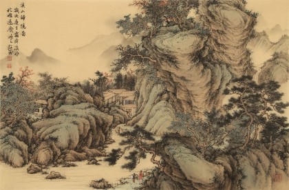 吳顯剛 四尺三開《溪山歸隱圖》 貴州七星關美協主席