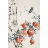 【已售】陳薪名 四尺三開《多子多福》 中美協會員 第六屆全國花鳥畫展金獎獲得者