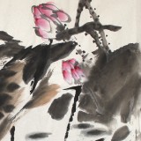四川美協會員西蜀山人四尺斗方《荷氣》