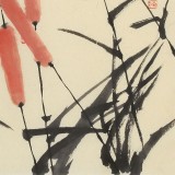 楊勁松 四尺三開《游樂圖》 貴州省美術(shù)家協(xié)會會員