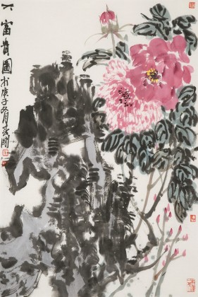 崔春剛 四尺三開(kāi)《大富貴圖》 青年才俊 中國(guó)當(dāng)代書(shū)畫(huà)研究院理事