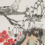 崔春剛 四尺三開《花開富貴》 青年才俊 中國當代書畫研究院理事