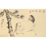 【已售】曹建濤 四尺三開(kāi)《馬到成功》 獨(dú)具特色水墨人物畫(huà)家