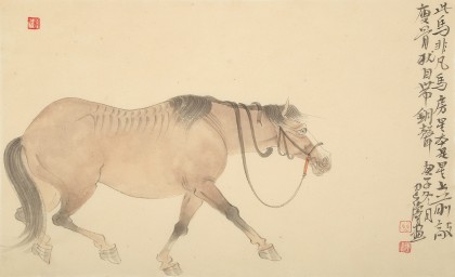 曹建濤 四尺三開《駿馬圖》 獨具特色水墨人物畫家